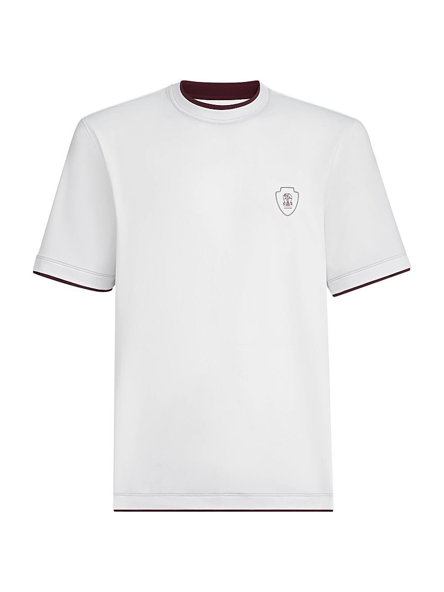 Men's Comfort Nylon Crew-Neck T-Shirt with Faux Layering - White - Size XXL