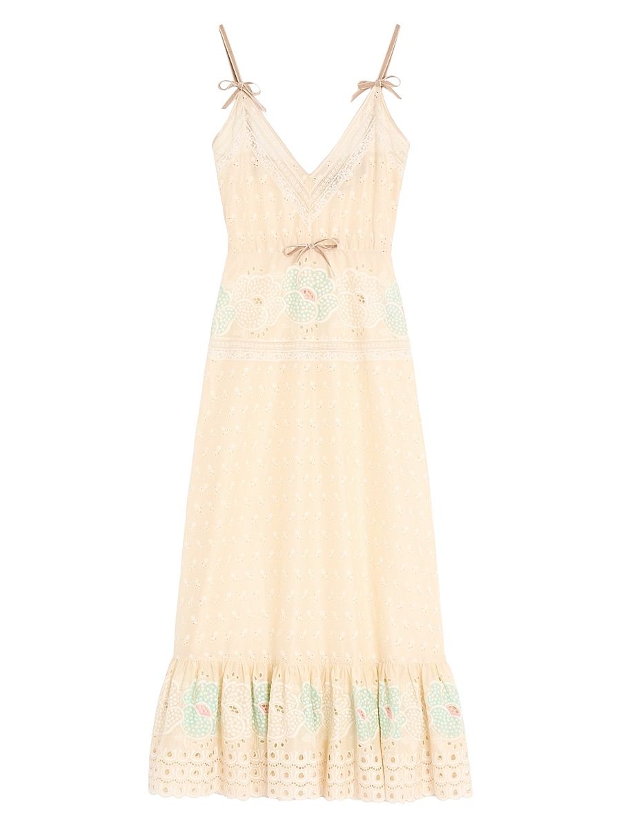 Women's Sangallo Midi Dress with Fleur A Jours Fiori - Azure Yellow - Size 6