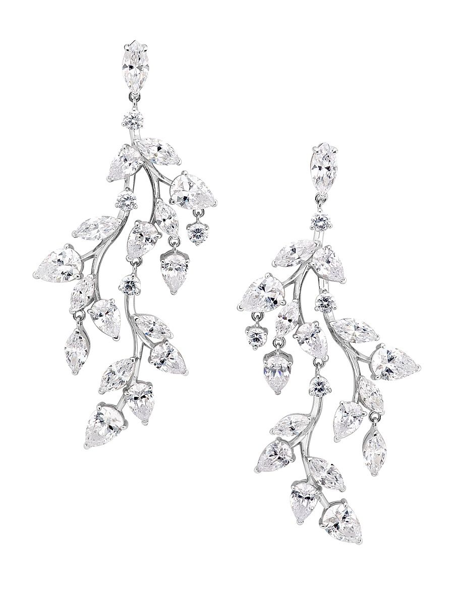 Women's Taylor Rhodium-Plated & Cubic Zirconia Vine Chandelier Earrings - Silver