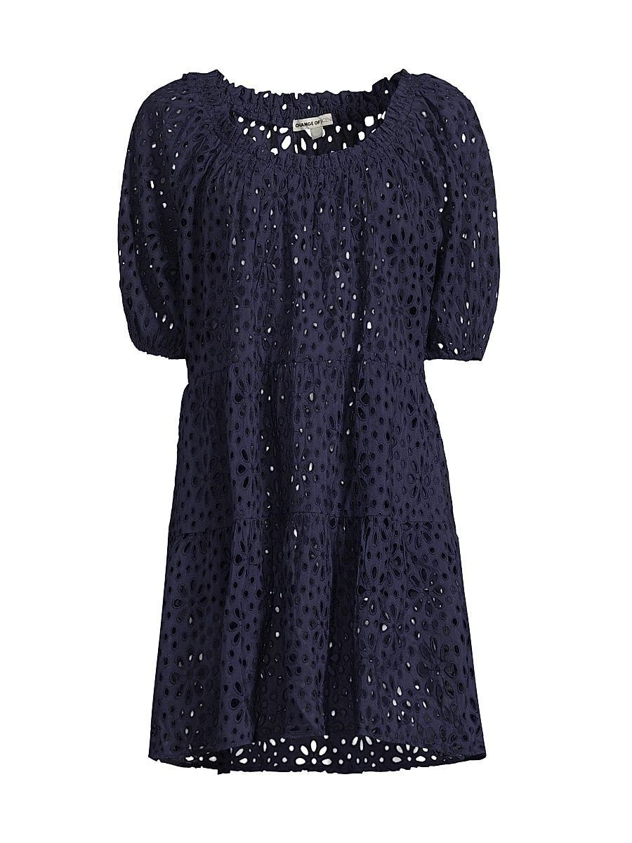 Women's Kelly Cotton Eyelet Cover-Up Dress - Navy - Size XL
