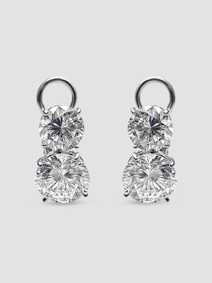 Women's Sterling Silver & 12.00 TCW Cubic Zirconia Double Stud Earrings - White