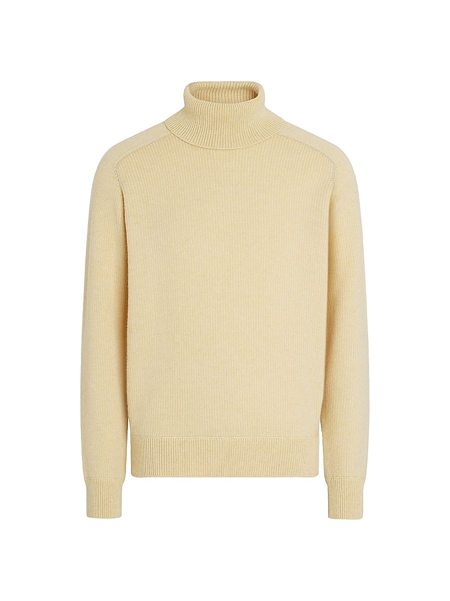 Men's Cashmere Turtleneck - Light Yellow - Size 46