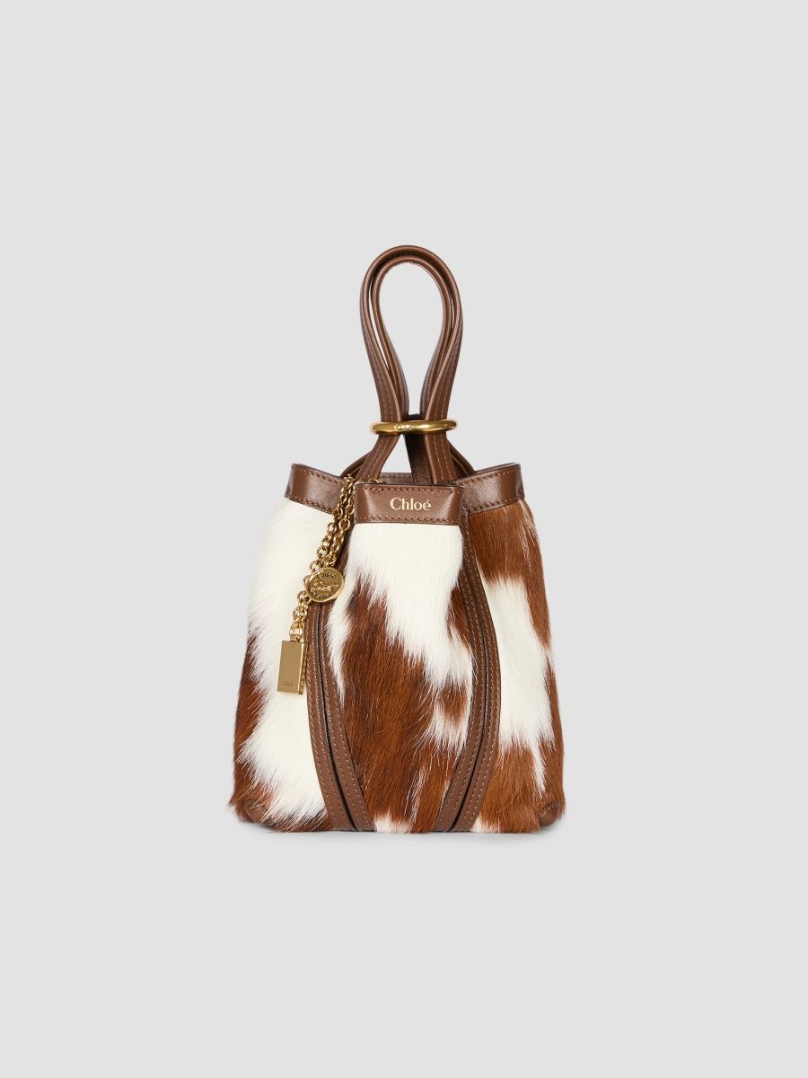Women's Spin Small Cowhide Tote Bag - Chocolate