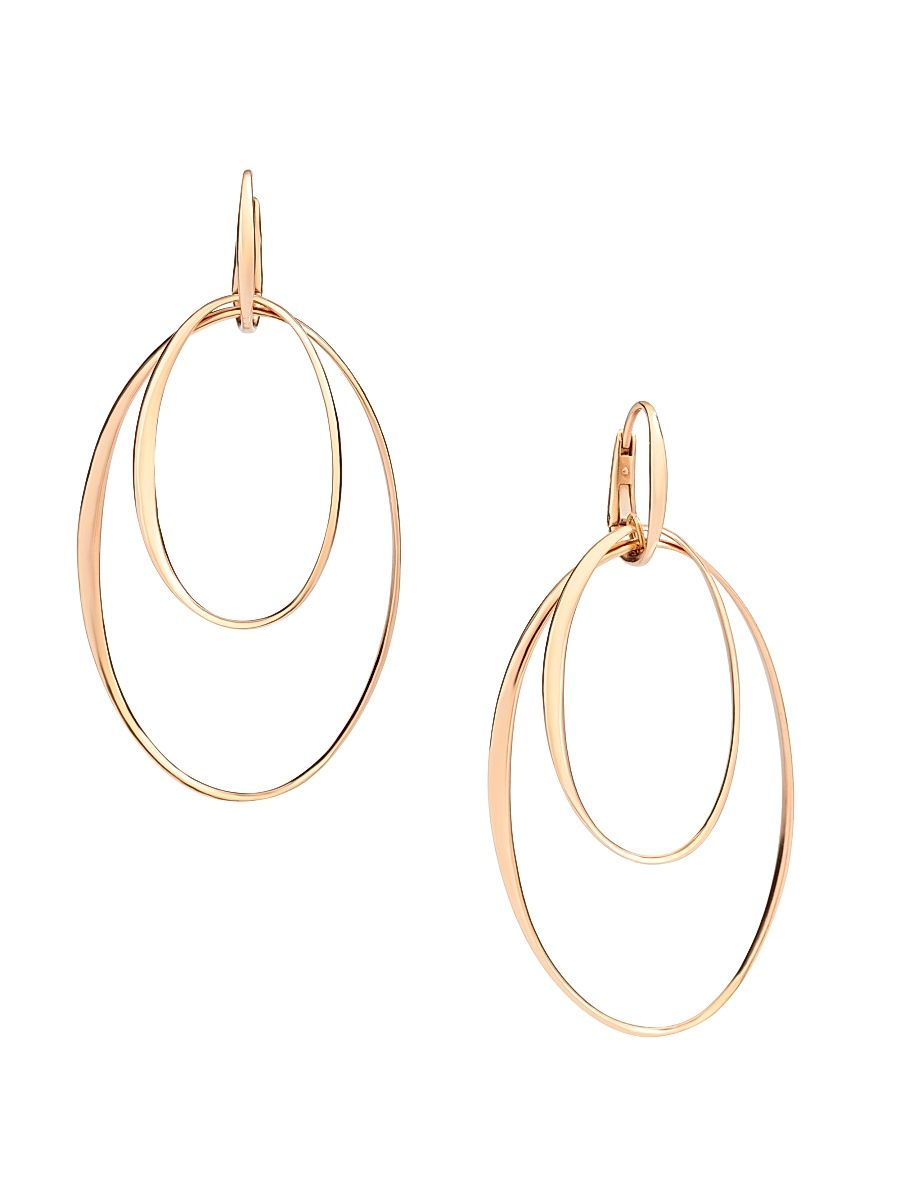 Women's Gold Concentric 18K Rose Gold Hoop Drop Earrings - Rose Gold