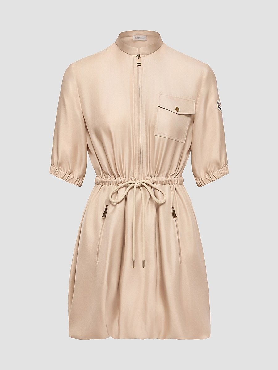 Women's Shirt Dress in Silk Twill - Light Beige - Size Medium