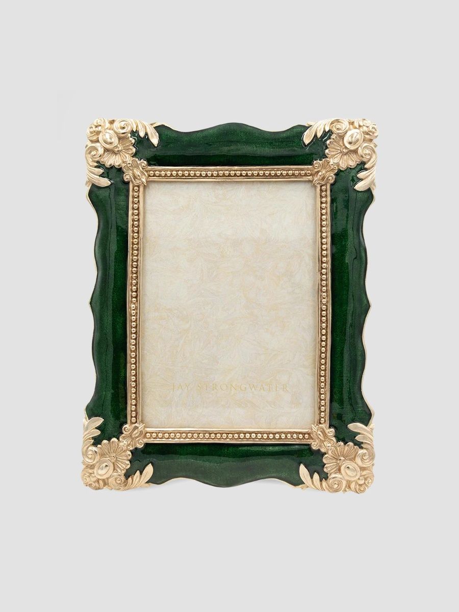 Jay Strongwater Emerald Heather 14K-Gold-Plated 5" x 7" Frame - Emerald