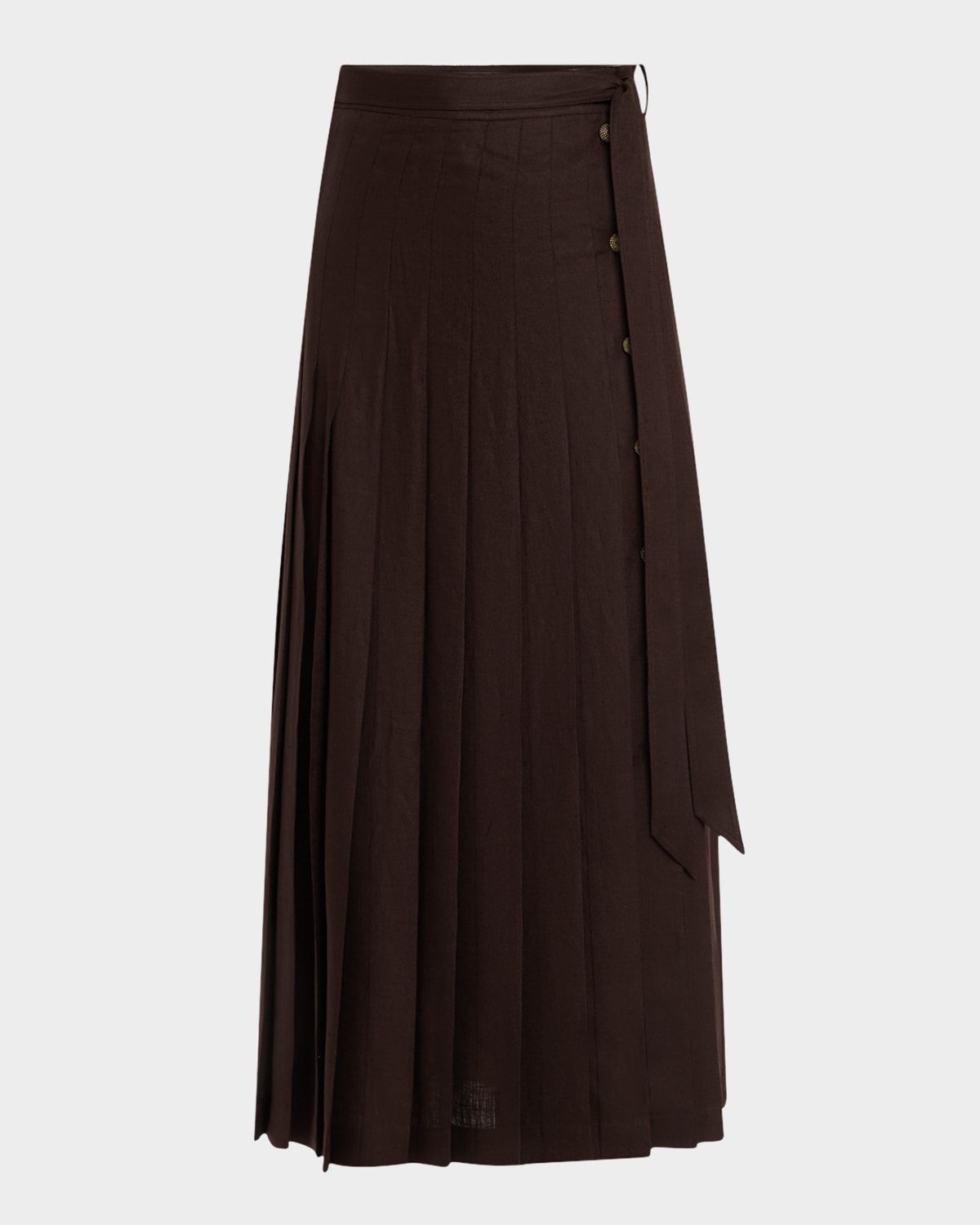 Yasmina Pleated New Summer Twill Midi Skirt