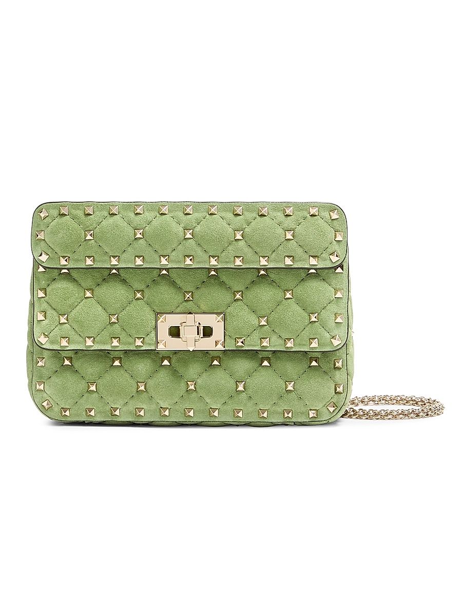 Women's Rockstud Spike Small Suede Shoulder Bag - Mint
