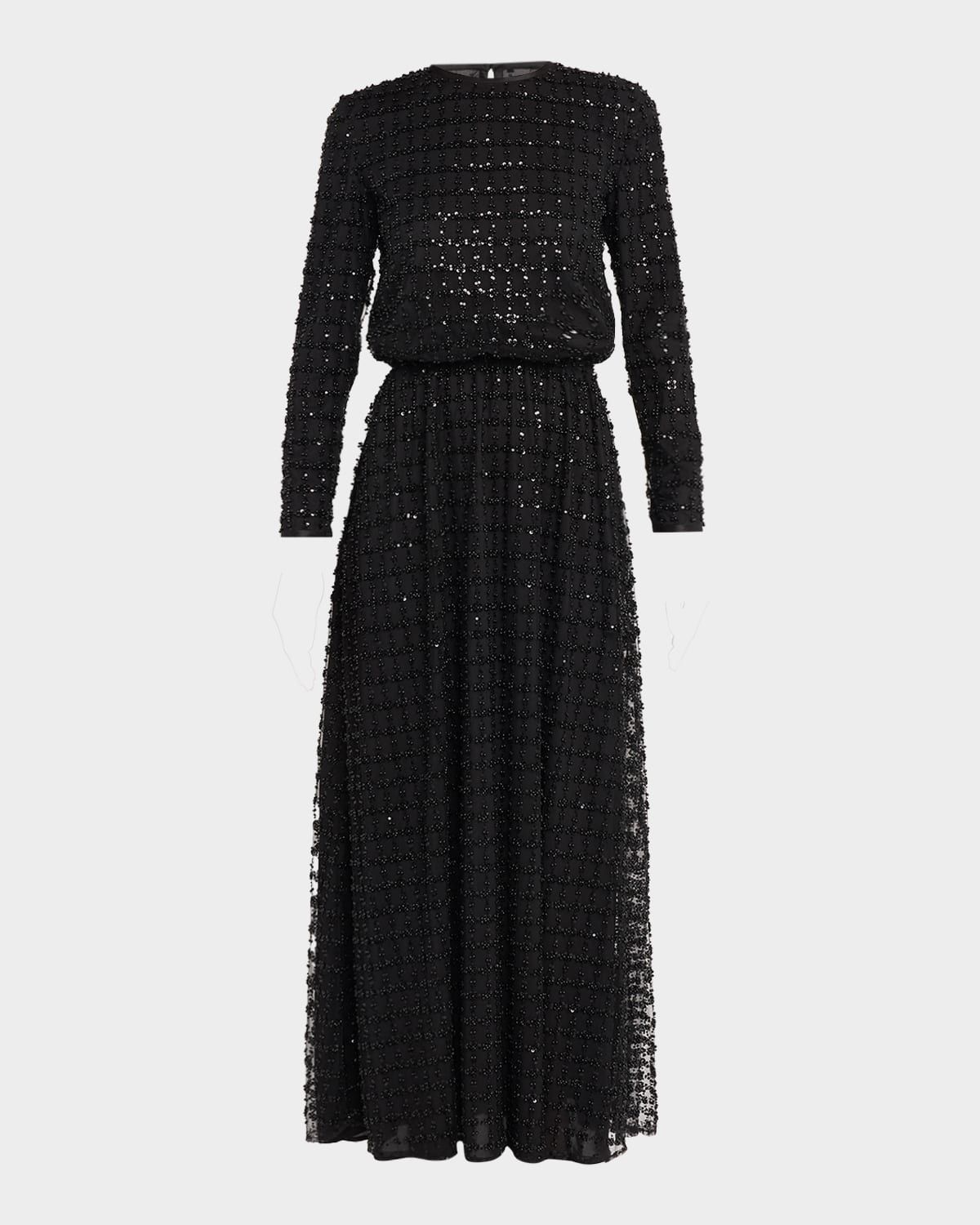 Sequined Tulle Long Dress