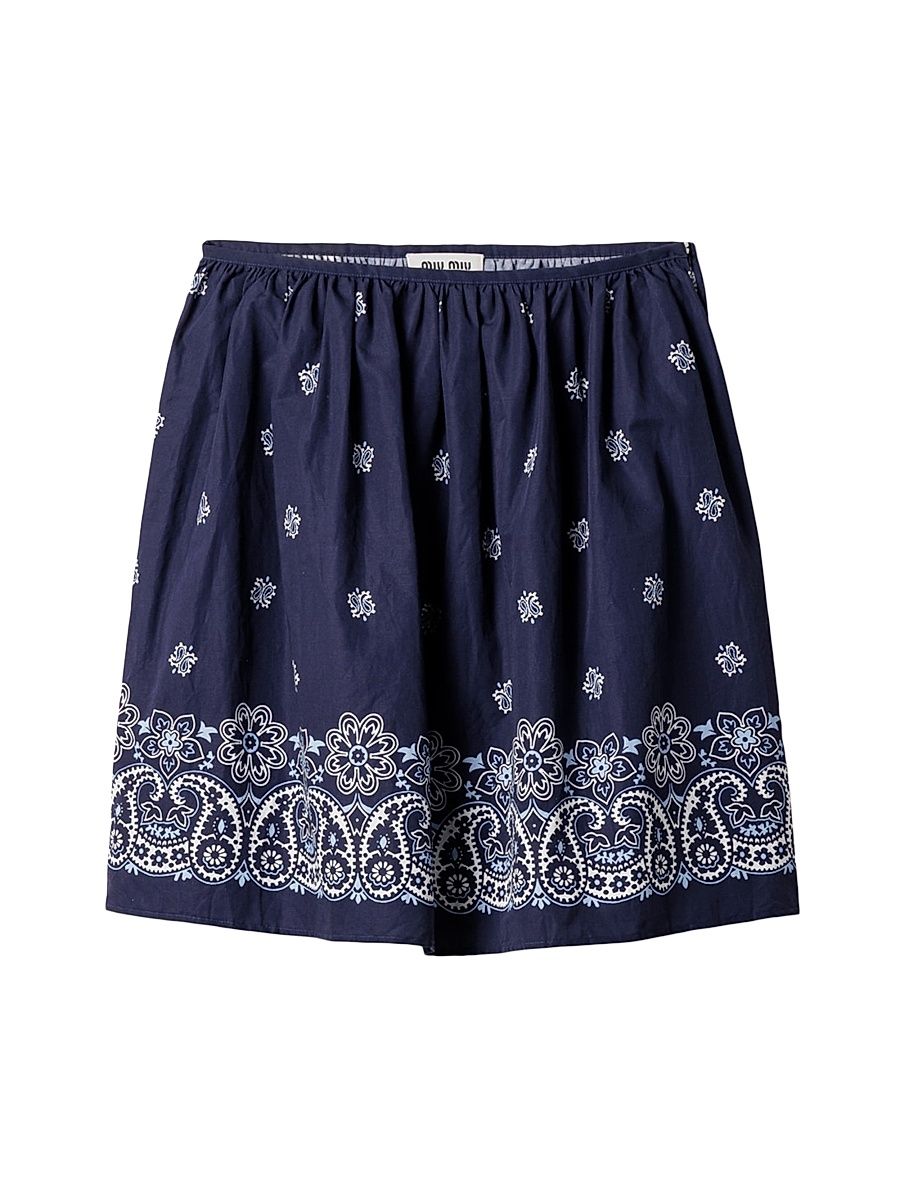 Women's Printed Slubbed Poplin Skirt - Blue - Size 8