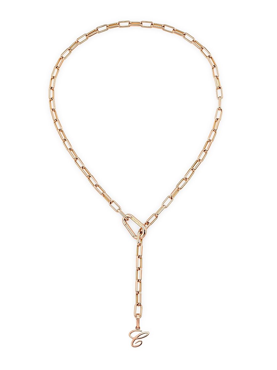 Women's Les Chaines 18K Rose Gold Paper Clip Chain Lariat Necklace - Rose Gold