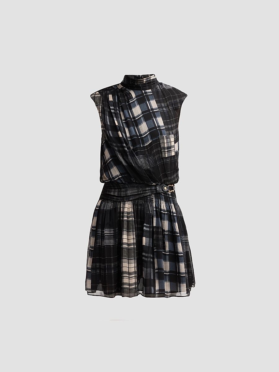 Women's Leah Plaid Mini Dress - Black Plaid - Size XXL