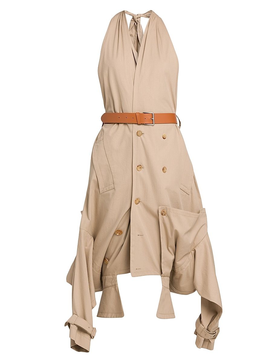 Women's Reconstructed Halter Trench Dress - Beige - Size 12