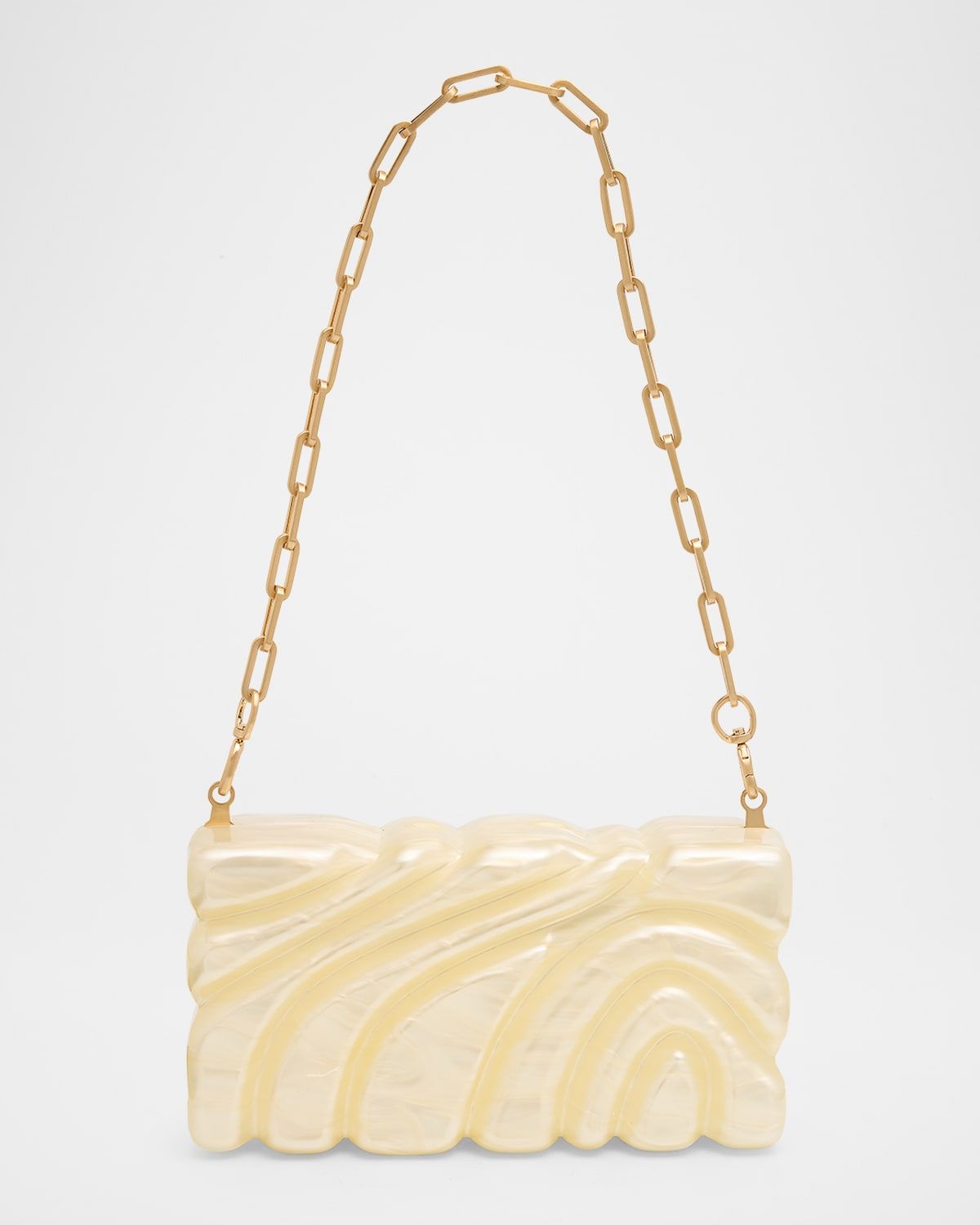 Aura Sculptural Marbled Acrylic Clutch Bag