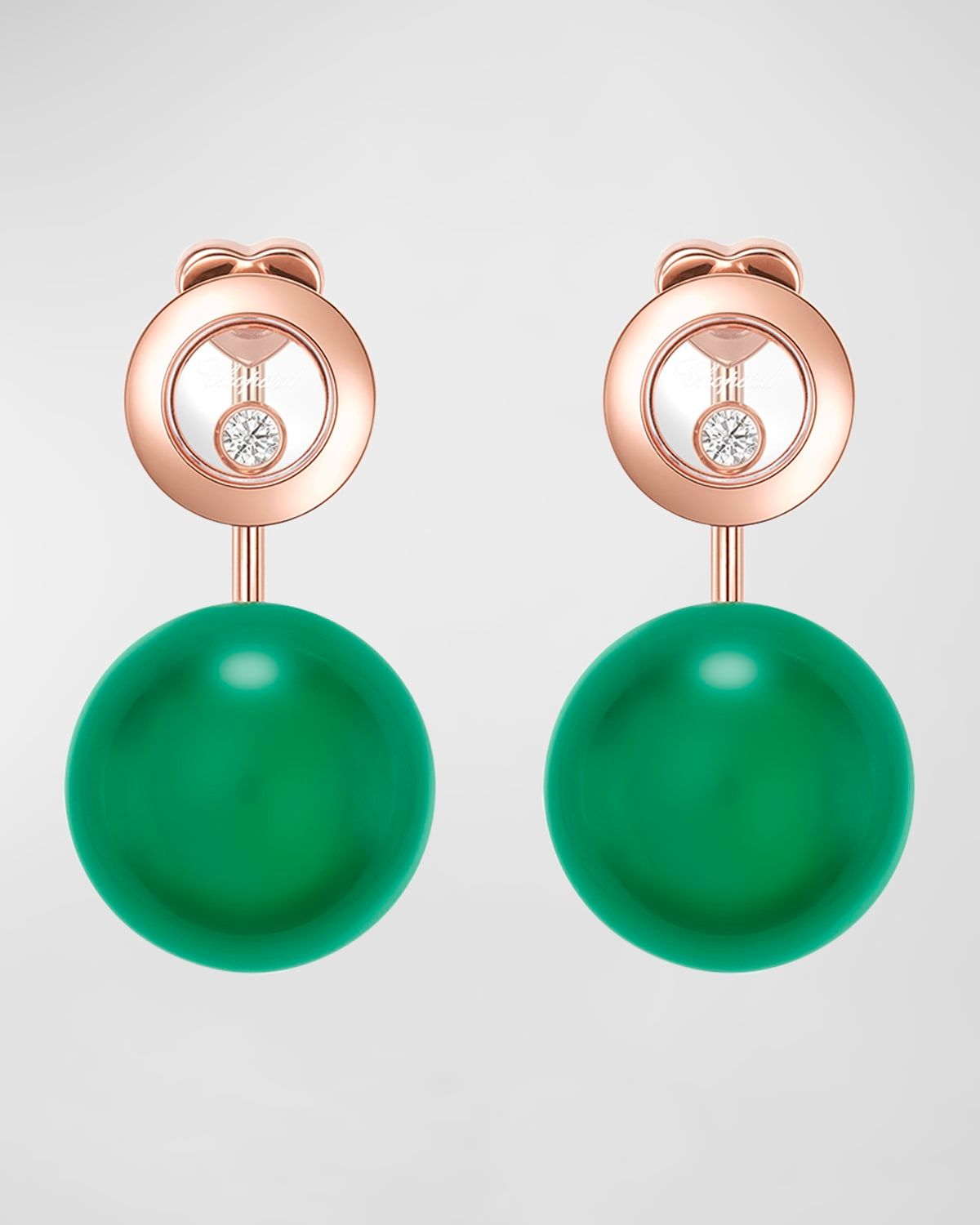 Happy Diamonds Planet 18K Rose Gold Green Agate Earrings