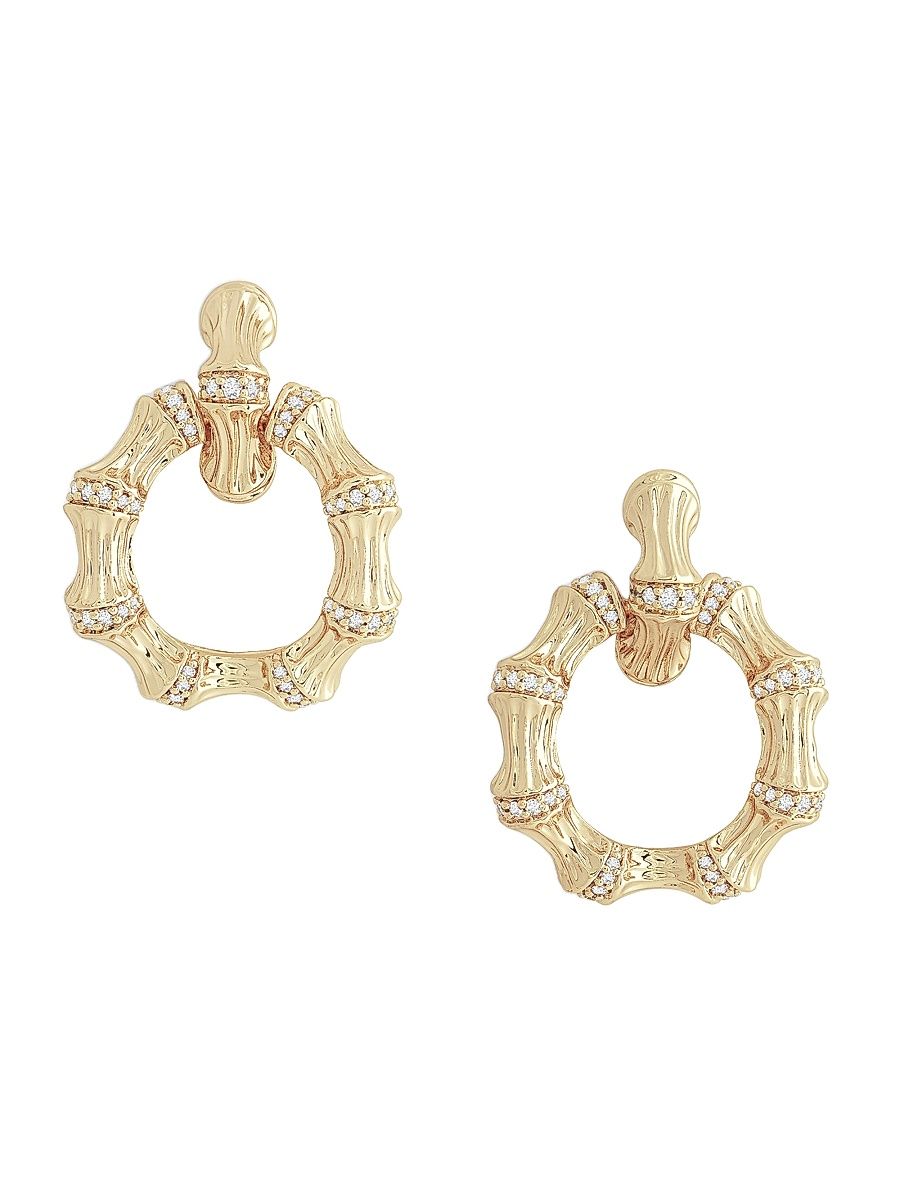 Women's 18K Gold-Plated & Cubic Zirconia Double Doorknocker Earrings - Gold