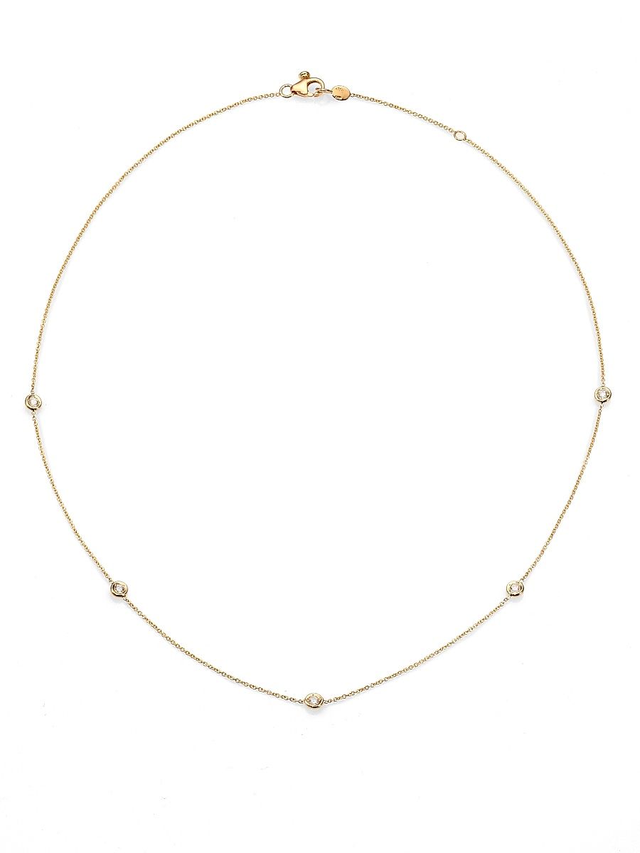 Women's Diamond By The Inch 18K Yellow Gold & Diamond 5-Station Necklace/18" - Gold