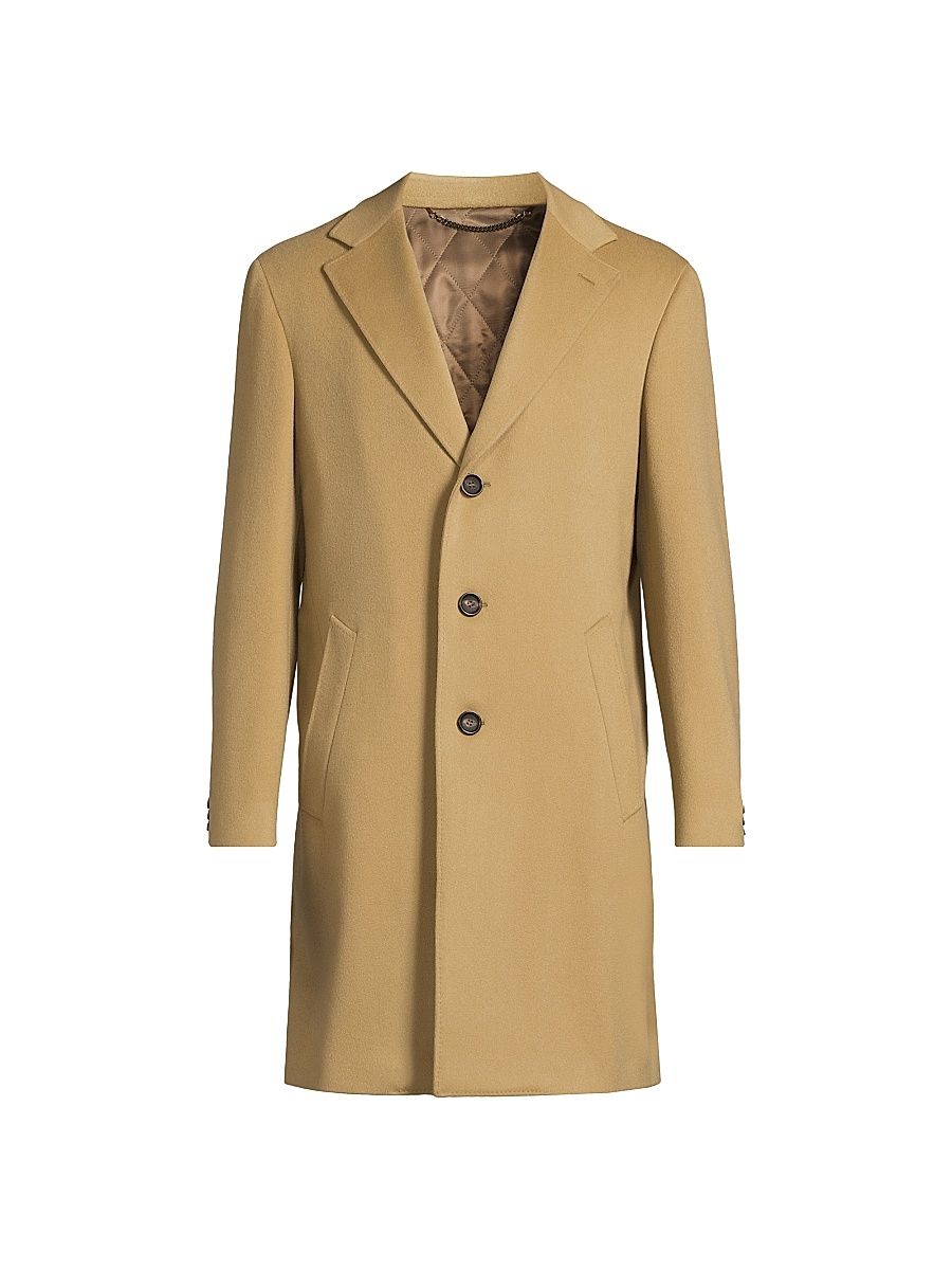 Men's Basic Wool-Cashmere Topcoat - Tan - Size 40