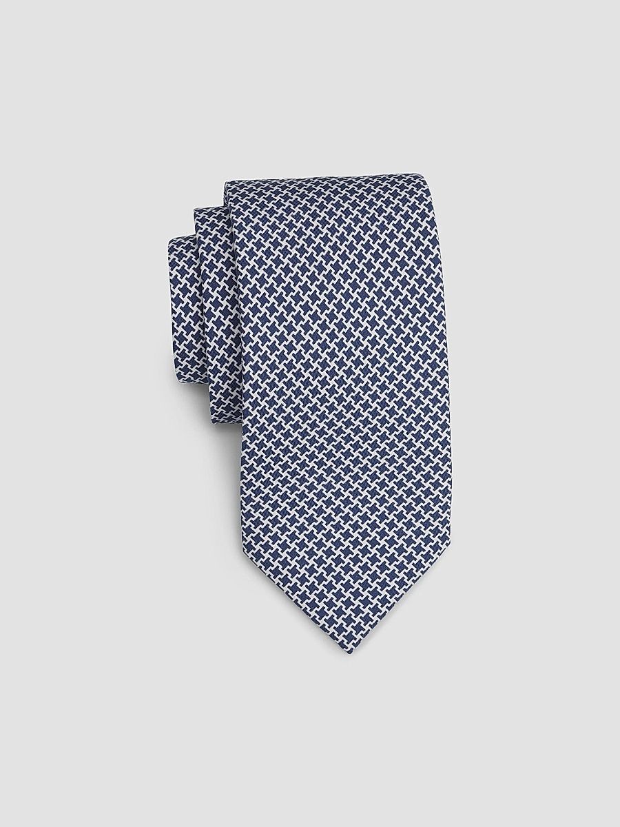 Isaia Men's Micro Houndstooth Silk Tie - Blue White