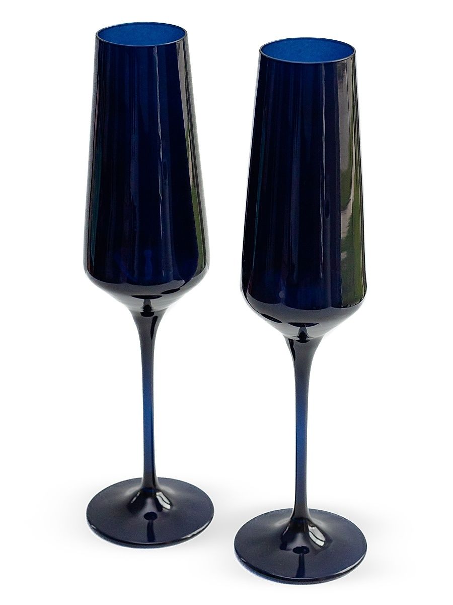 Estelle Color 2-Piece Champagne Flute Glass Set - Midnight Blue