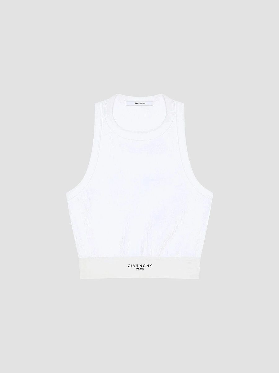 Givenchy Women's Cropped Tank top in Cotton - White - Size Small