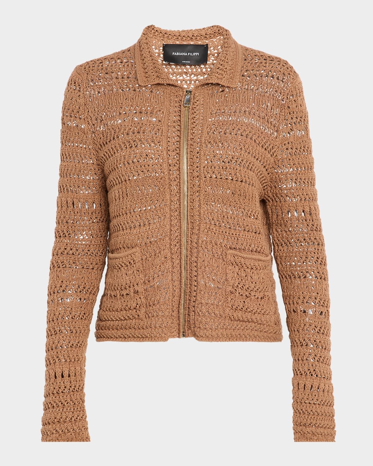 Zip-Front Sequin Knit Jacket