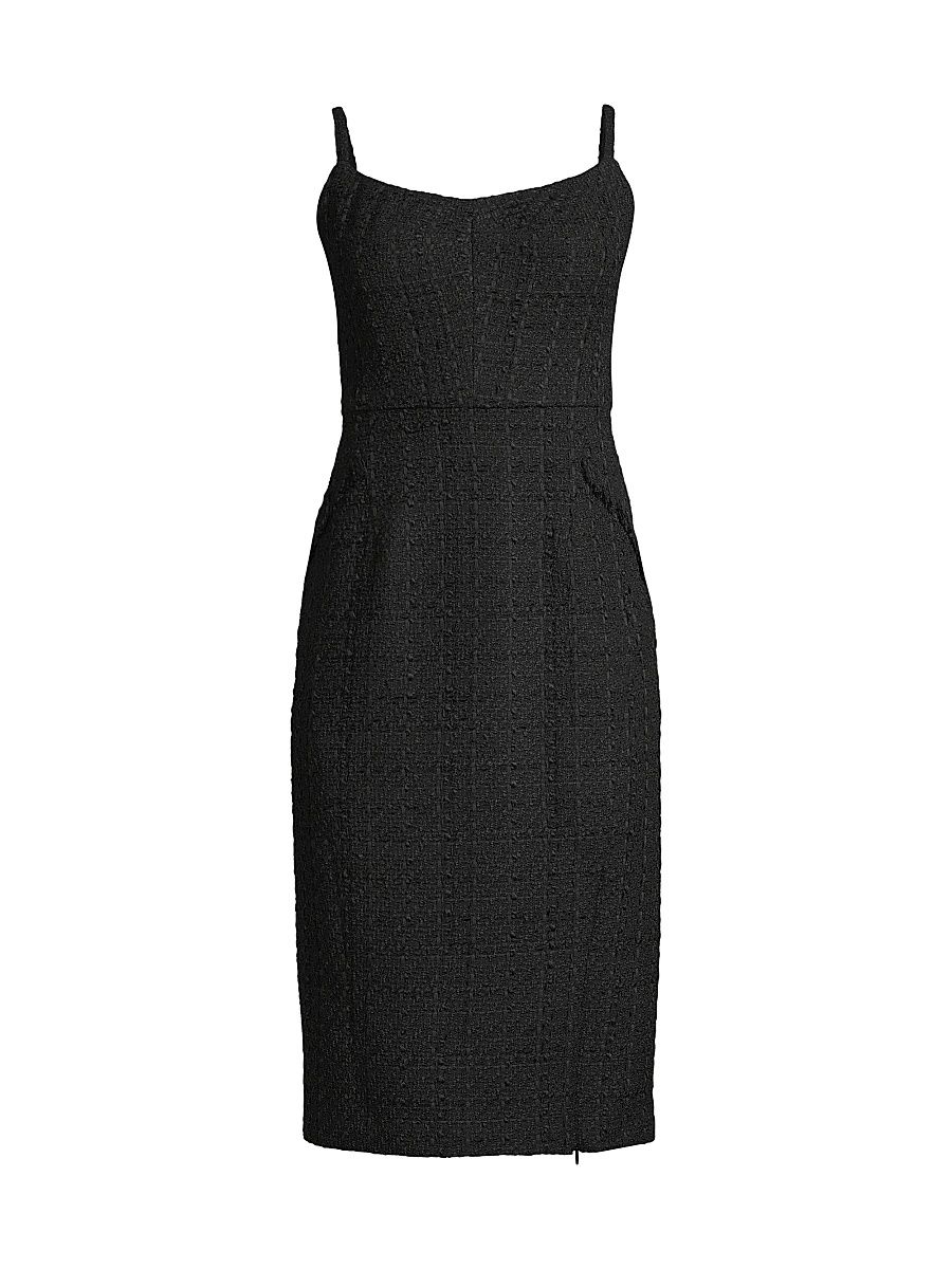 Women's Rustic Chic Tweed Midi-Dress - Black - Size 4