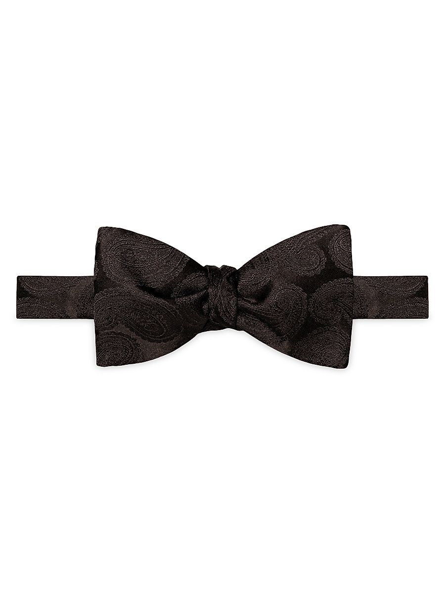 Men's Paisley Silk Bow Tie - Black