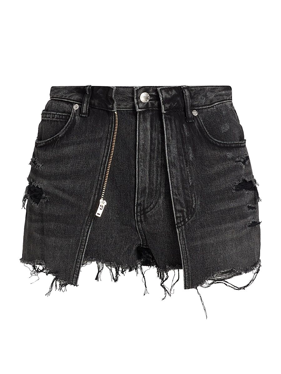 Women's Distressed Double-Layer Skort - Grey Aged - Size 25