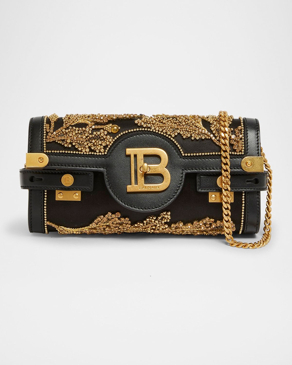 B-Buzz Beaded Pouch Shoulder Bag in Satin and Leather