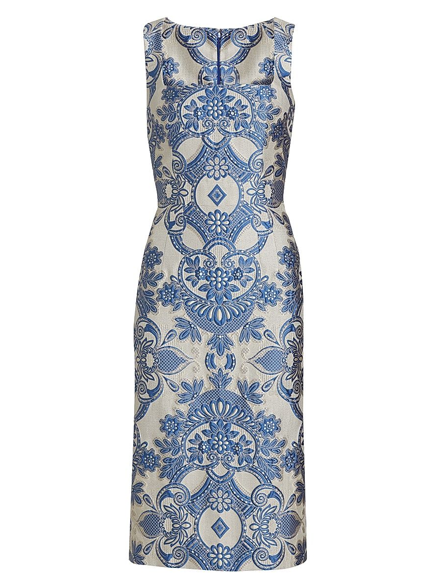 Women's Medallion Lace Sheath Dress - Blu Cobalto - Size 12