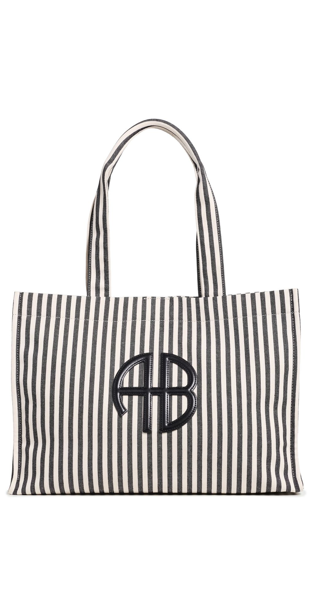 ANINE BING Lara Stripe Tote Bag White and Black Stripe One Size