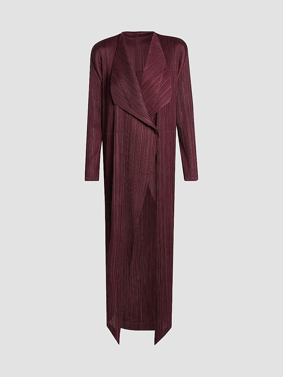 Women's Monthly Colors: January Plissé Drape Duster Jacket - Bordeaux - Size Large