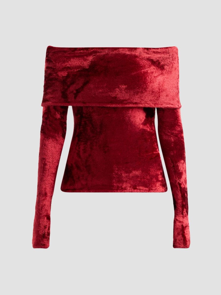 LaPointe Women's Off-the-Shoulder Velvet Top - Deep Red - Size XS