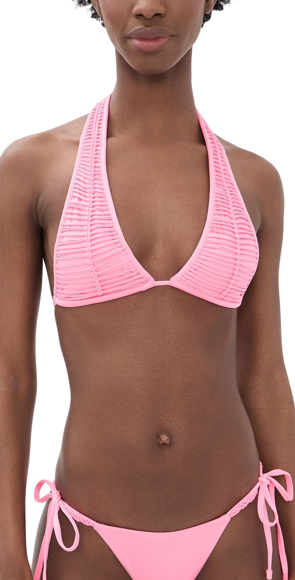 PQ Swim PQ Swim x ALICE + OLIVIA Macrame Halter Bikini Top Vivid Pink S