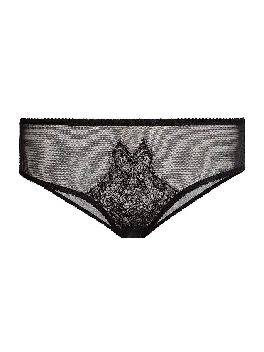 Women's Bow Mesh Briefs - Black - Size Large