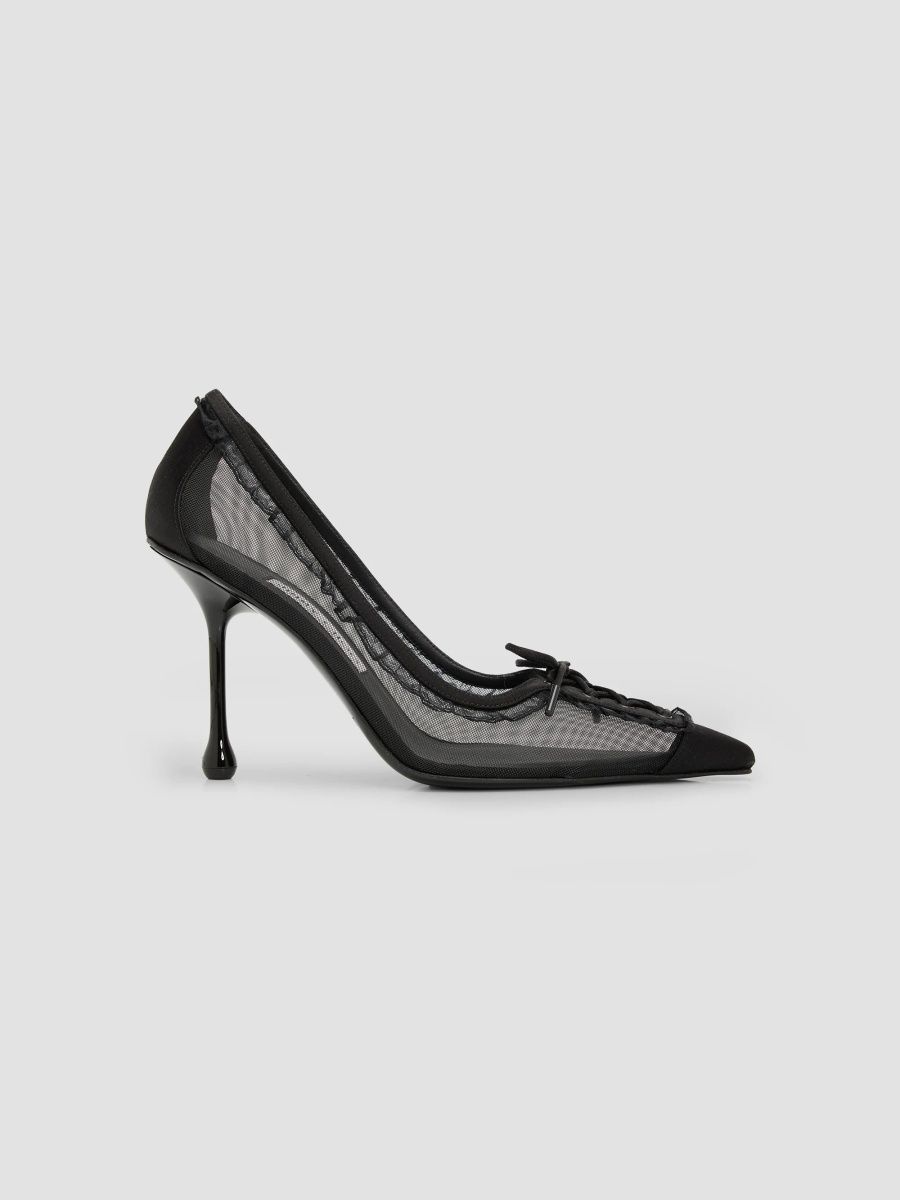 Jimmy Choo Women's Scarlett 50MM Mesh & Satin Lace-Up Pumps - Black Mix - Size 5