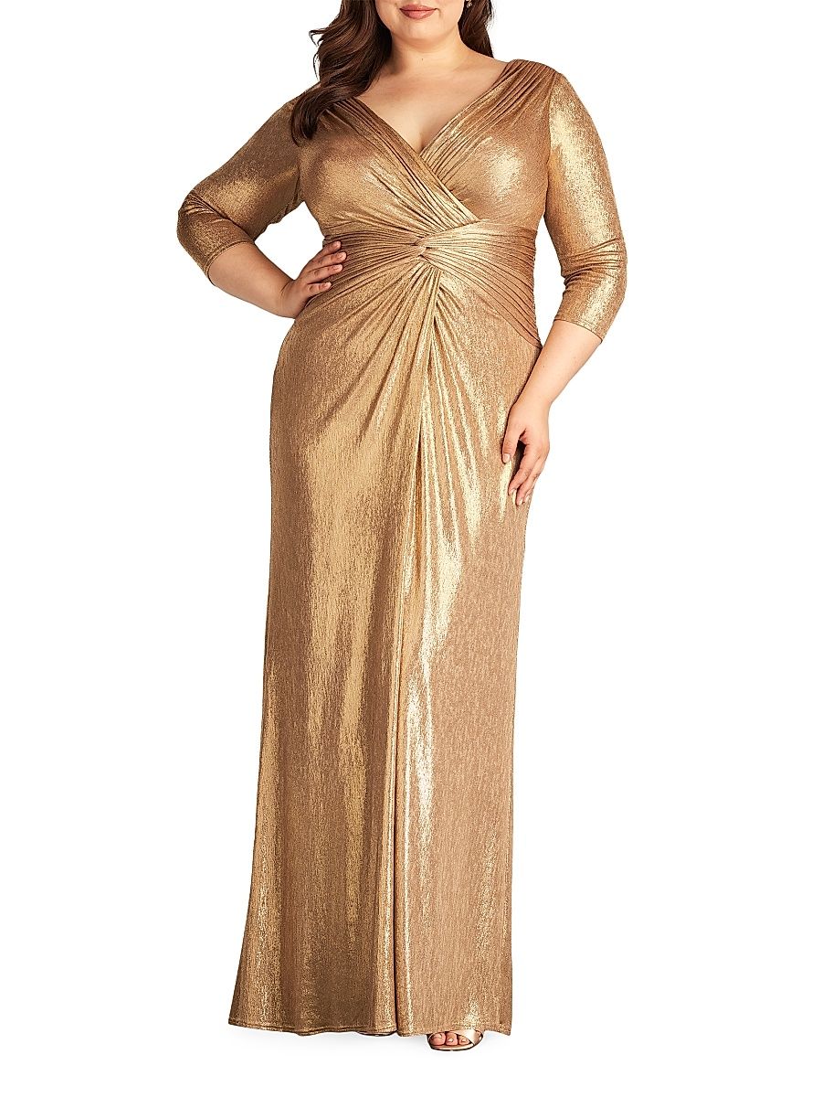 Women's Plus Metallic Jersey Gown - Gold Dust - Size 14