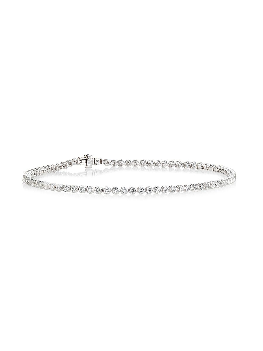 Women's 18K White Gold & 1.6 TCW Diamond Tennis Bracelet - White Gold