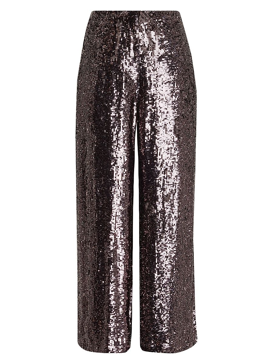 Women's Adieu For Now Sequined Wide-Leg Pants - Dark Chocolate - Size 2