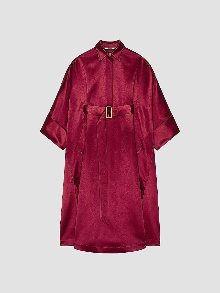 Givenchy Women's Cocoon Long Dress in Satin - Red Cherry - Size 6