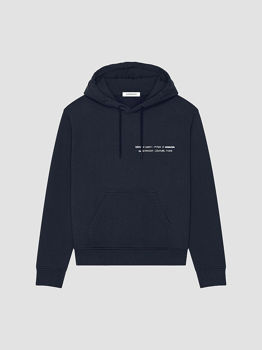 Givenchy Men's Couture Seam Hoodie in Fleece with Archives Print - Night Blue - Size XXL