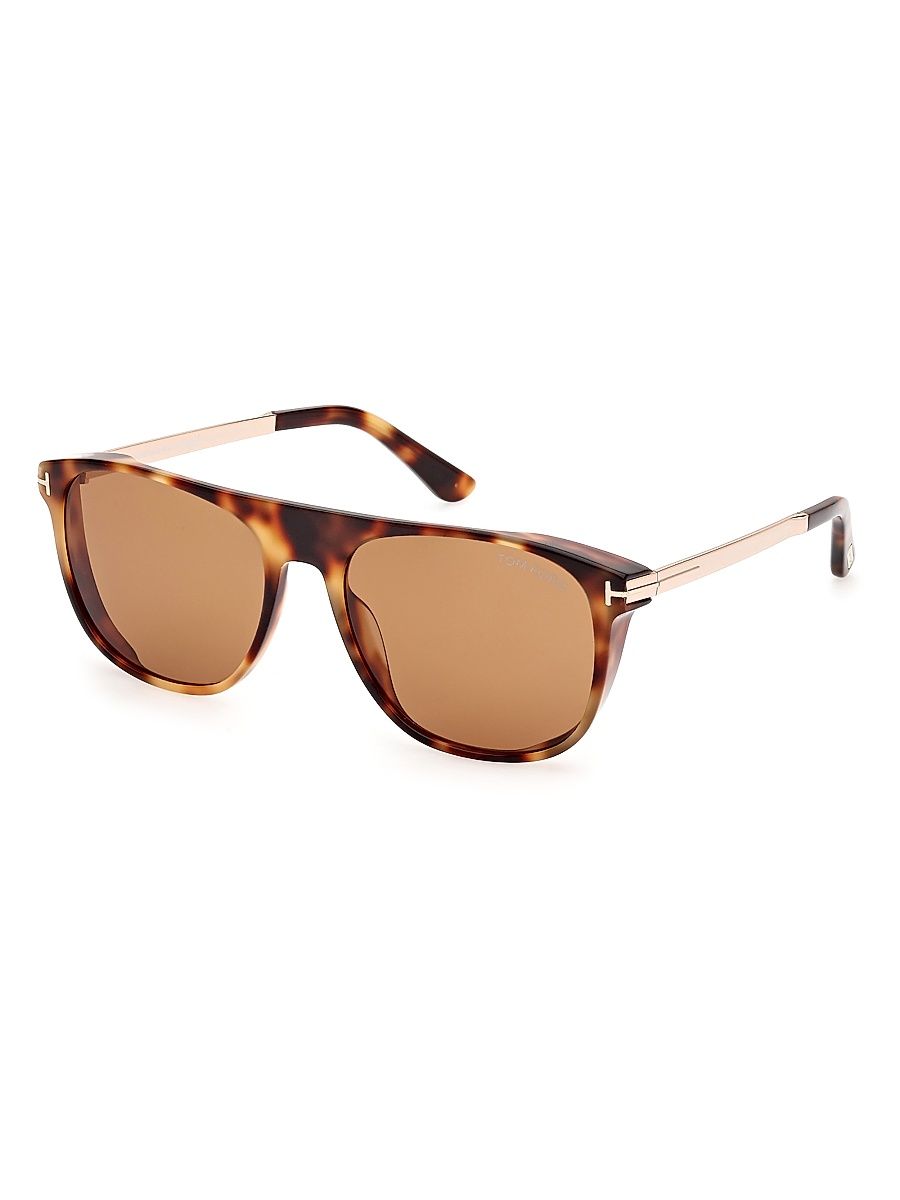 Men's 55MM Square Sunglasses - Blonde Havana Light Brown
