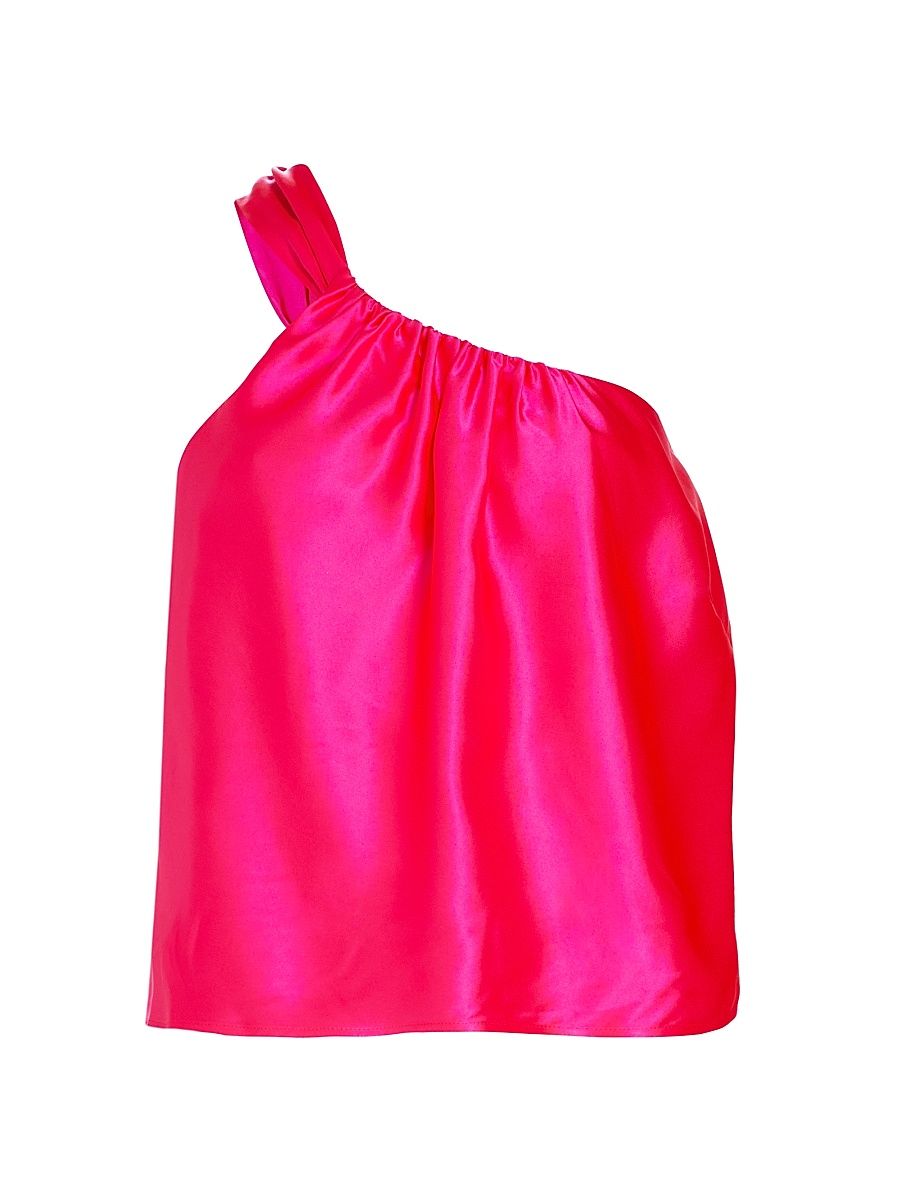 Women's Asymmetric Silk Top - Hot Pink - Size 10