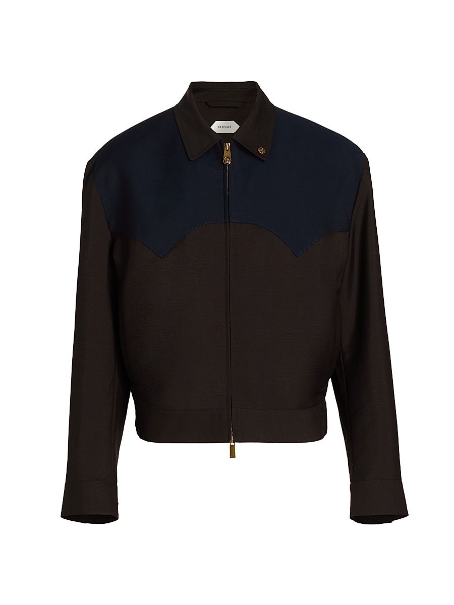 Men's Western Wool-Mohair Jacket - Dark Chocolate Dark Navy - Size 42