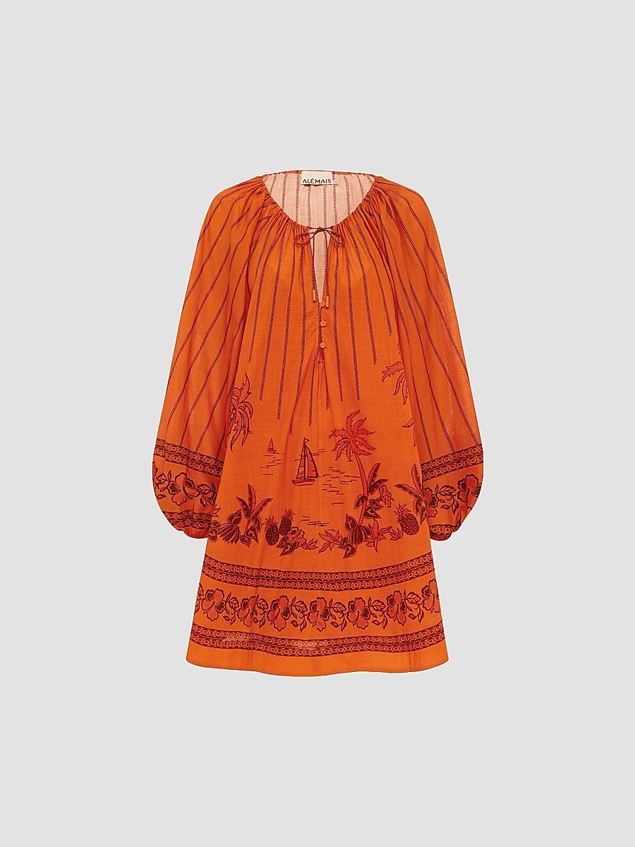 Women's Boathouse Cotton Mini Dress - Orange - Size 12
