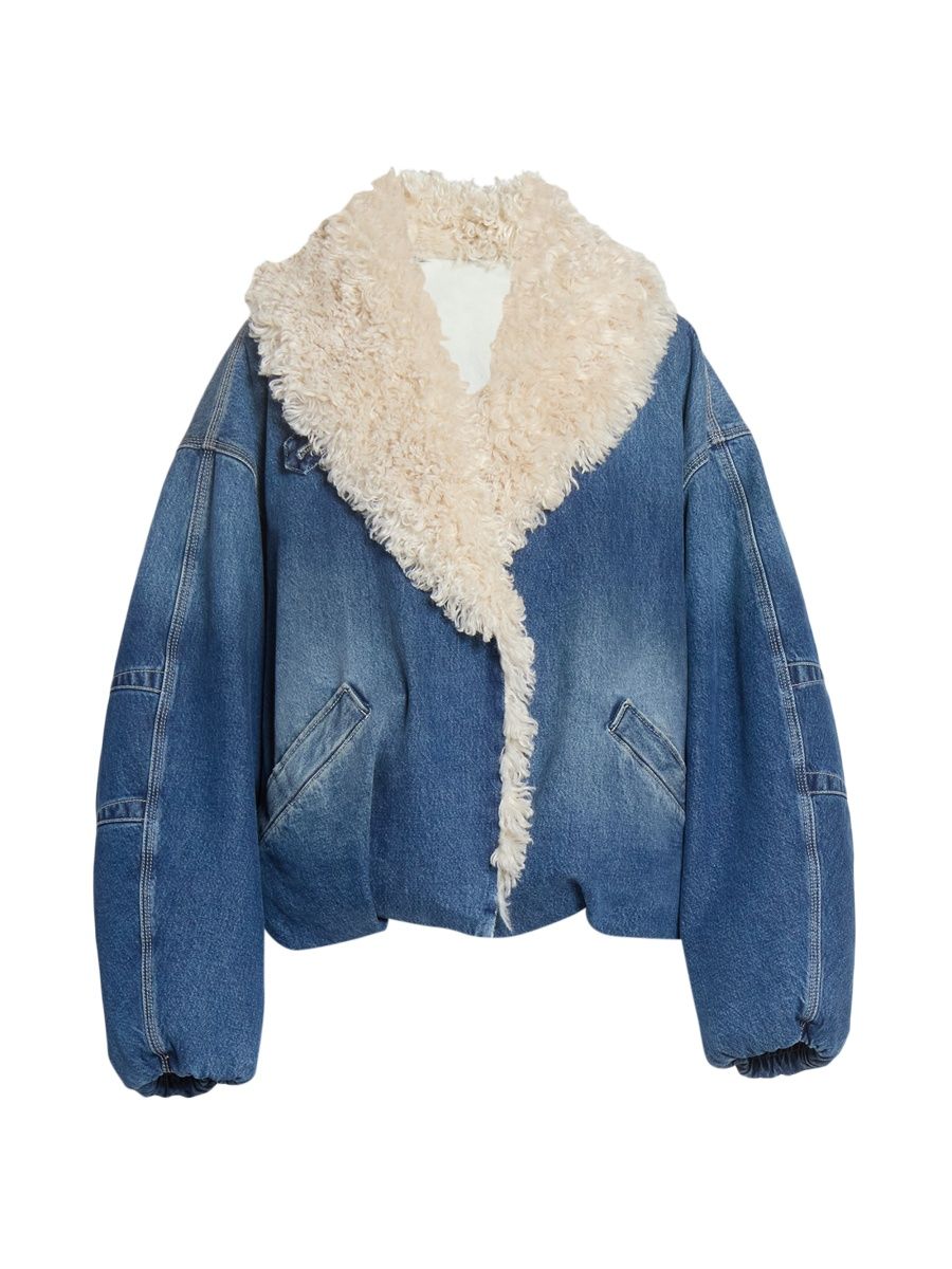 Isabel Marant Women's Charone Sherpa-Lined Denim Jacket - Blue - Size 8