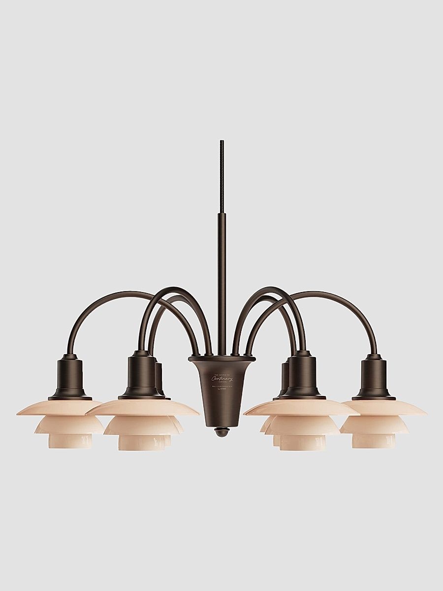 Ph 1/1 Aged Brass 6-Light Chandelier - Brass Dusty Terracotta