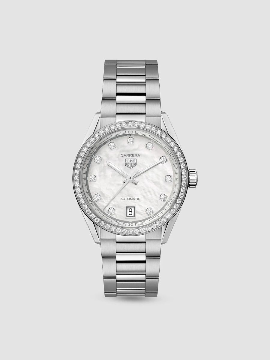 TAG Heuer Women's Carrera Stainless Steel, Mother-Of-Pearl & 0.88 TCW Diamond Bracelet Watch/36MM - Steel
