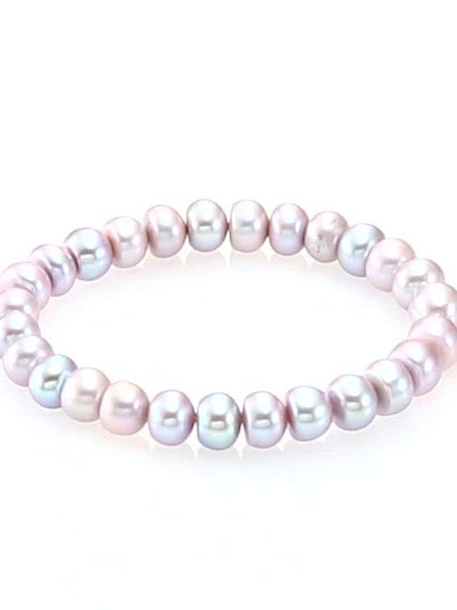 Women's Heart Diamond & 8MM Grey Button Pearl Bracelet - Silver